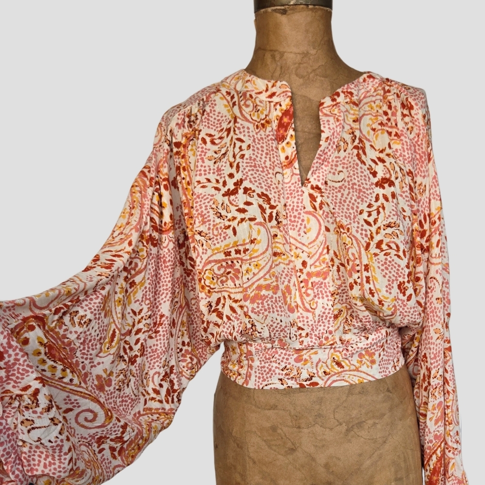 Cynthia Rowley Boho Flowy Tied Back Top